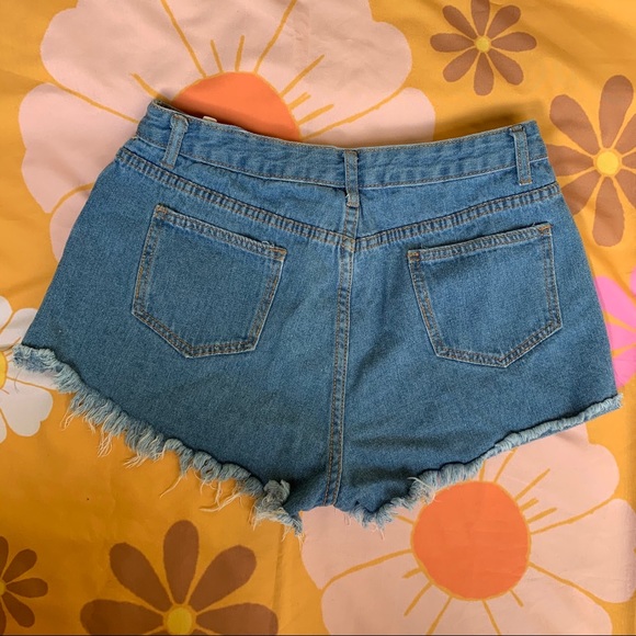 High Rise Distressed Denim Shorts - Picture 3 of 3